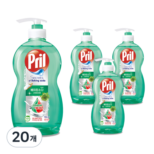 프릴 시크릿 오브 베이킹소다 주방세제 그린허브향, 750ml, 20개