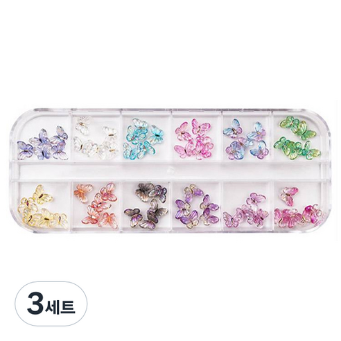 동글동글 오로라 나비 네일파츠 세트 KN-P1069, 혼합색상, 3세트