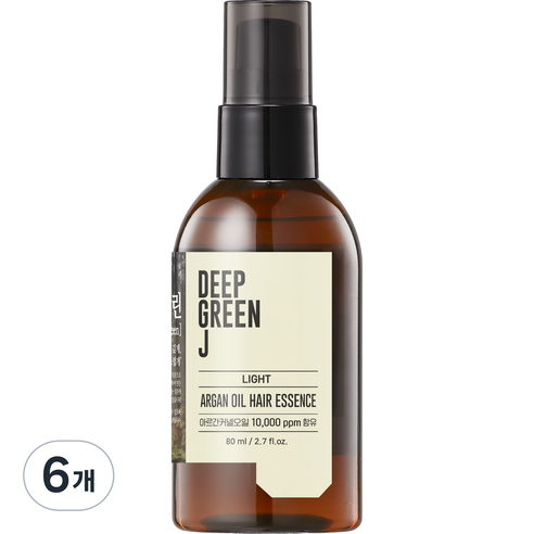 제이숲 딥그린제이 아르간 오일 헤어 에센스 라이트, 80ml, 6개