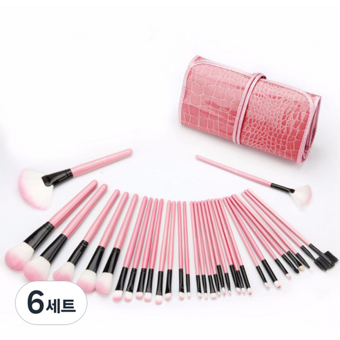 악어 파우치 브러쉬 32종 세트, 핑크, 6세트