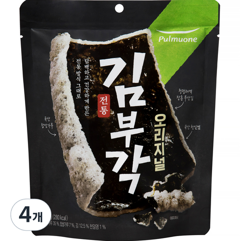 풀무원 전통 김부각 오리지널, 50g, 4개