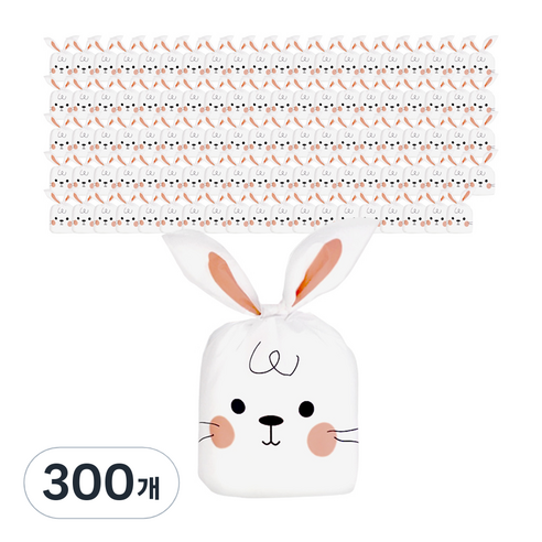 베리구즈 선물포장봉투 구디백 토끼귀 기프트백, 발그레토끼, 300개