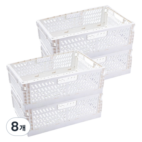 MF스토어 파스텔 접이식 선반 폴딩박스, 화이트, 중형(20.5 x 14.7 x 9.3 cm), 8개