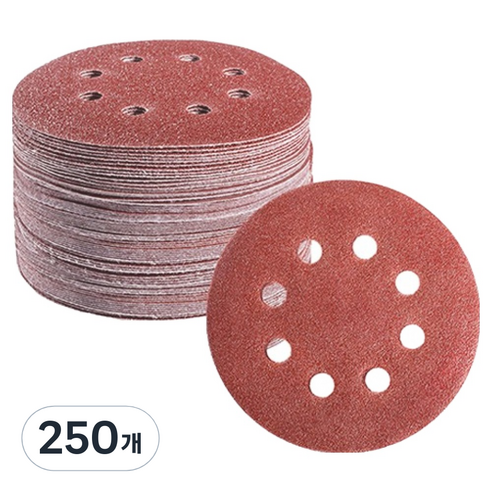 OON 원형 사포 샌딩 페이퍼 8홀 400방 125mm, 250개