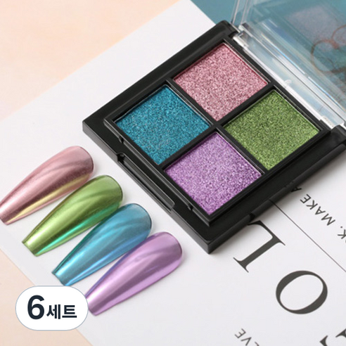 에이치케이트레이딩 네일 미러파우더 4구 팔레트 세트, 6세트, A05
