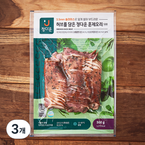 정다운 허브담은 훈제오리 1등급, 500g, 3개