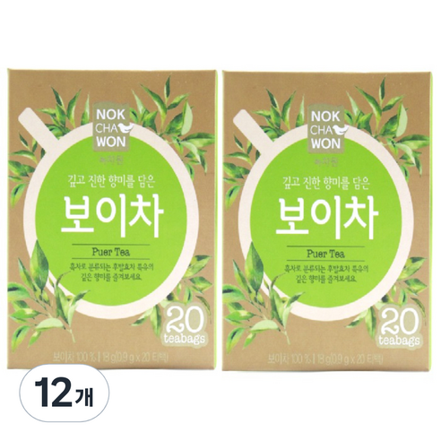 녹차원 보이차, 0.9g, 20개입, 12개