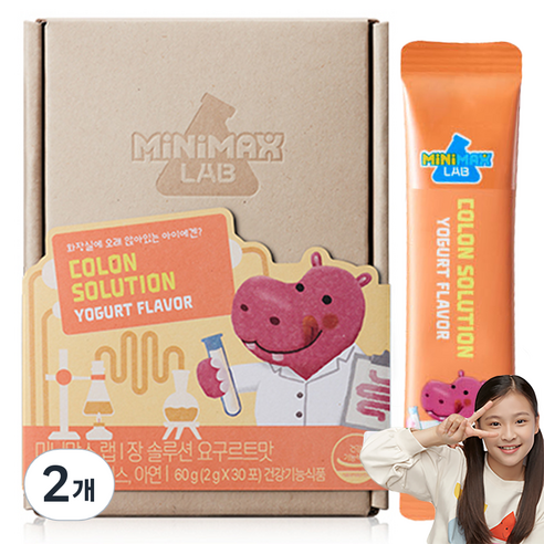 미니막스 랩 장솔루션 유산균 요구르트맛 30p, 60g, 2개