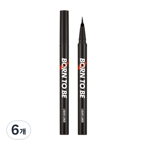 어퓨 본투비 매드프루프 리퀴드 아이라이너 0.6g, 01 딥블랙, 6개