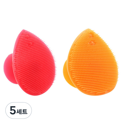 피부사랑 실리콘 클렌징 패드 2p 세트, 레드, 오렌지, 5세트