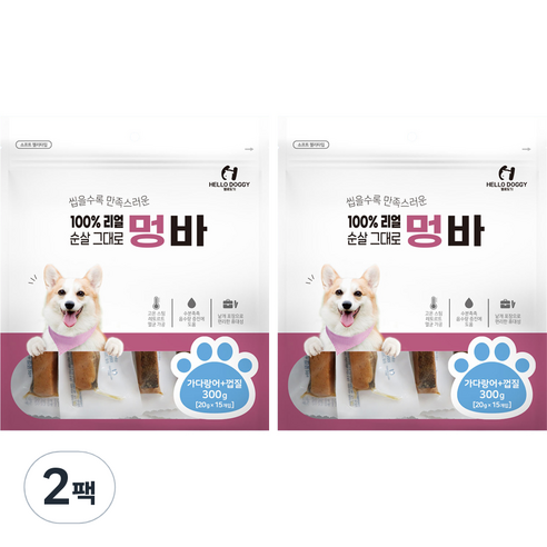 헬로도기 강아지 멍바 가다랑어 + 껍질 15p, 가다랑어+껍질, 300g, 2팩