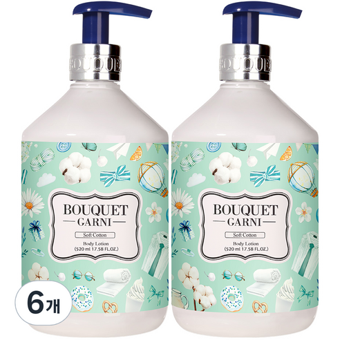 부케가르니 바디로션 소프트코튼향, 520ml, 6개