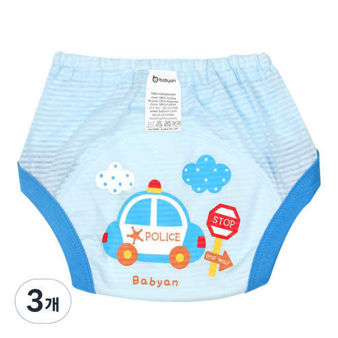 베이비앙 3중 방수 배변훈련팬티, 3개, 폴리카