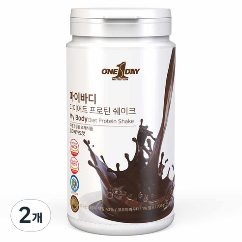 원데이뉴트리션 마이바디 다이어트 프로틴 쉐이크 밀크카카오맛, 2개, 700g