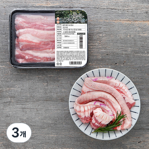 파머스팩 제주 흑돼지 미박칼집삼겹살 구이용 (냉장), 500g, 3개