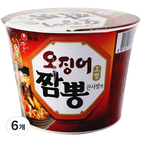 농심 오징어짬뽕 컵, 6개