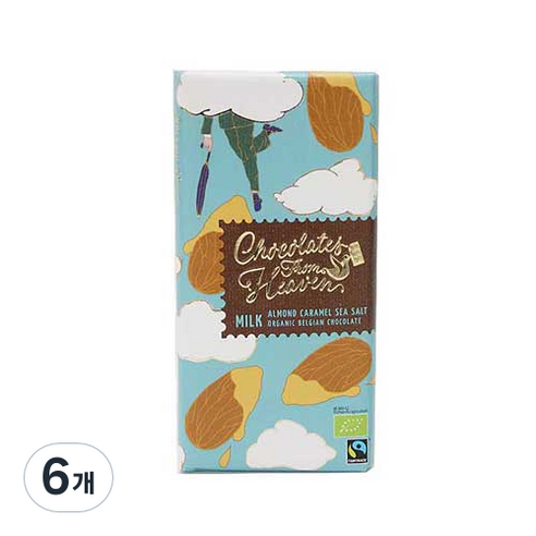 클린젤 초콜릿프롬헤븐 유기농 아몬드 카라멜&솔트, 100g, 6개