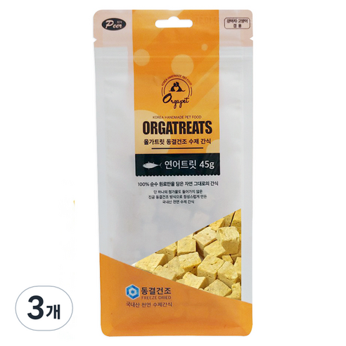 올가트릿 동결건조 반려동물 수제간식, 연어트릿, 45g, 3개