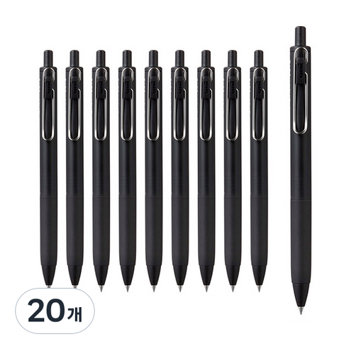 유니볼원 중성 잉크펜 0.5mm, 블랙배럴, 20개