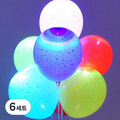 컵스틱형 LED 라이트풍선 4종세트, 미니스타, 6세트