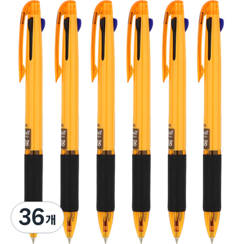 자바펜 제트3볼 3색 볼펜 0.38mm, 옐로우, 36개