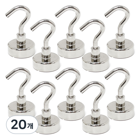 초강력 네오디움 후크 고리자석 25mm TJ10T, 실버, 20개