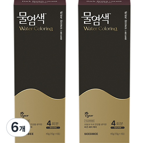 씨드비 물염색 비건 새치커버 염색약 40g 4회분, 와인브라운, 6개