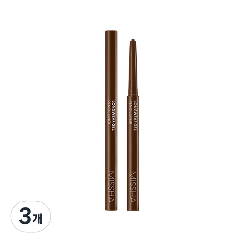 미샤 롱웨어 젤 펜슬 라이너 0.14g, 카멜 브라운, 3개