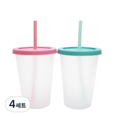 아가프라 심쿵 빨대컵 400ml 2종 세트, 2세트, 핑크+민트