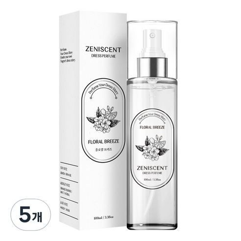 제니센트 드레스퍼퓸 플로랄 브리즈 섬유 탈취제, 100ml, 5개