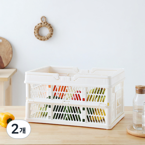마켓비 KONTINO 폴딩바스켓, 원톤화이트, 33L, 2개
