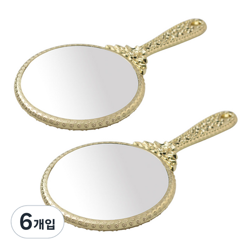 세븐스타 GS공주경원형 손거울 대형, 골드, 6개입