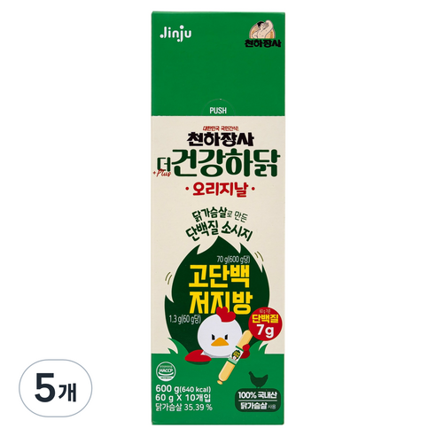건강하닭 천하장사 더 소시지, 600g, 5개