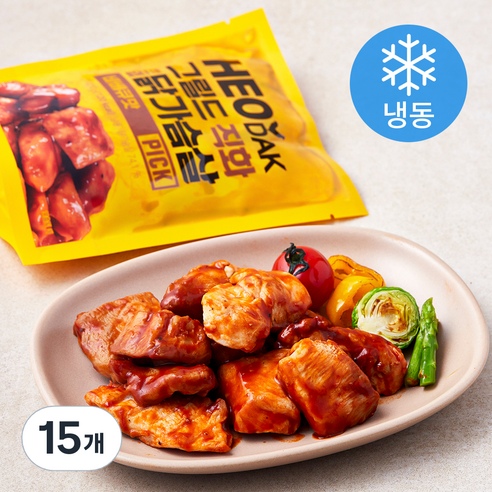 허닭 PICK 그릴드 직화 한입 닭가슴살 바베큐맛 (냉동), 100g, 1개입, 15개
