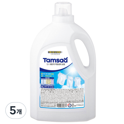 탐사 베이직 액체세탁 세제, 4L, 5개