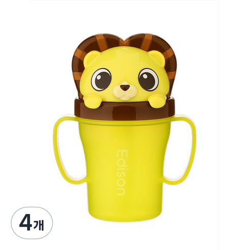 에디슨 프렌즈 흘림방지 빨대컵 3 200ml, 사자 하이언, 4개