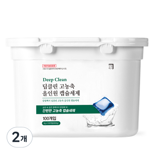 살림백서 딥클린 고농축 올인원 캡슐세제 에이프릴향, 2개, 100개입