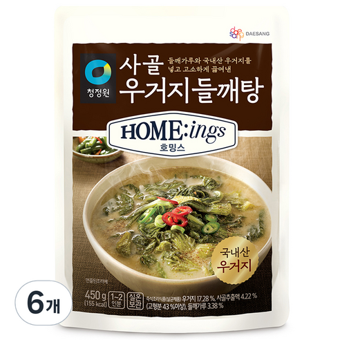 청정원 호밍스 사골 우거지 들깨탕, 450g, 6개