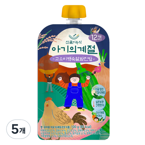 에코맘의산골이유식 유아용 아기의계절 완료기 고소미 백숙 알밤진밥, 100g, 5개