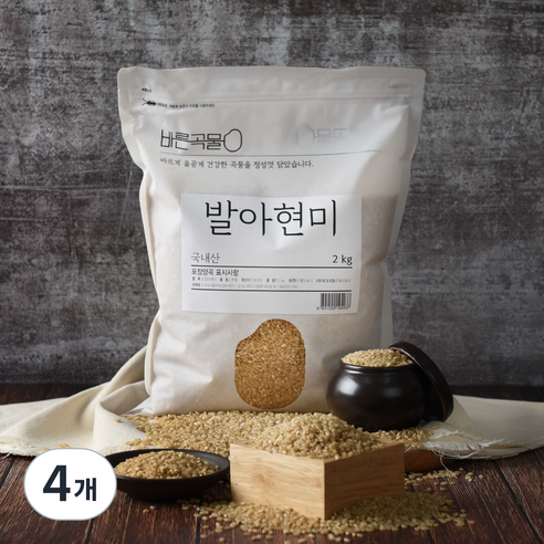 바른곡물 국산 발아현미, 2kg, 4개