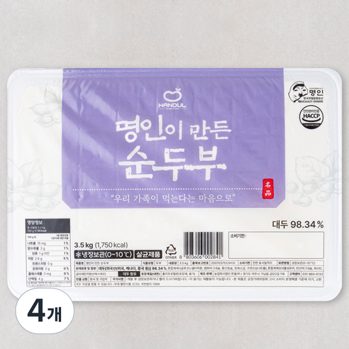 한둘 명인이 만든 순두부, 3.5kg, 4개