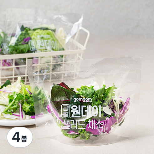 곰곰 원데이 샐러드 채소, 210g, 4봉, 210g