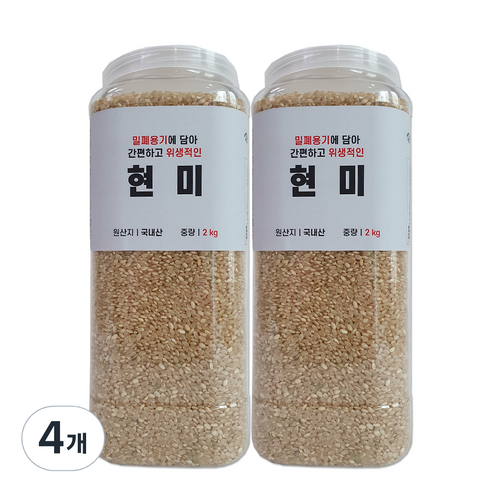대한농산 통에담은 현미, 2kg, 4개