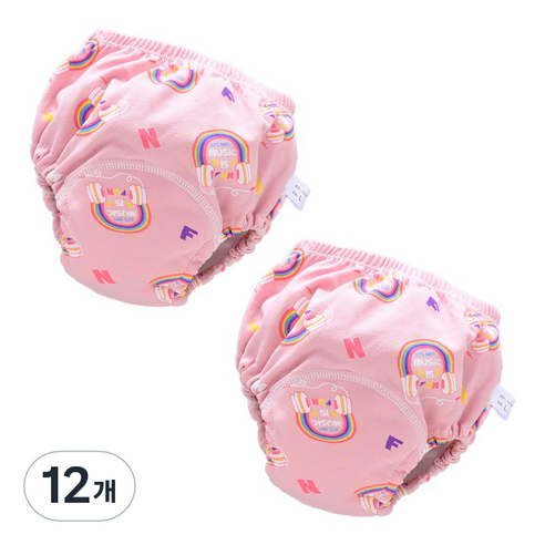 스타도어 유아용 큐트패턴 배변팬티 2p 세트, 무지개, 12개