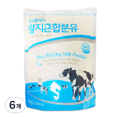 본데어리 탈지 혼합분유, 1kg, 6개