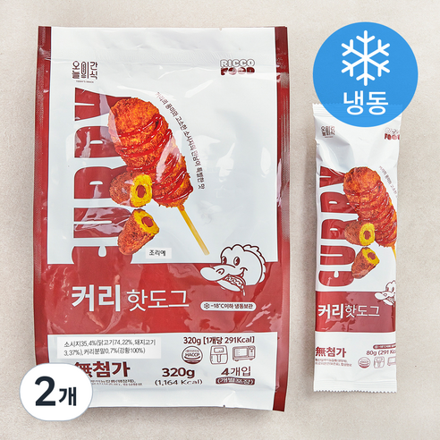 오늘의간식 커리 핫도그 (냉동), 80g, 4개입, 2개