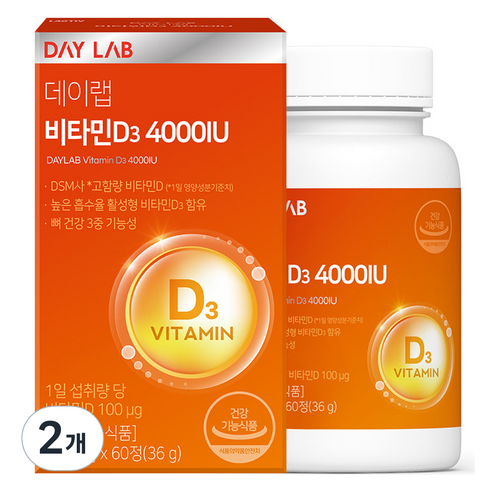 데이랩 비타민D3 4000IU 36g, 2개, 60정
