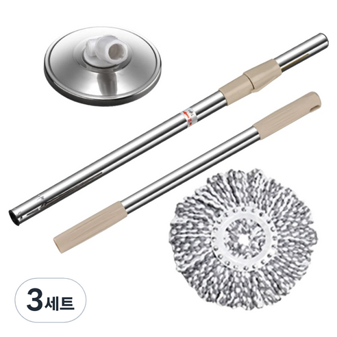 명강산업 고급형 핸드 스핀 회전 밀대 + 걸레 랜덤발송 세트, 3세트