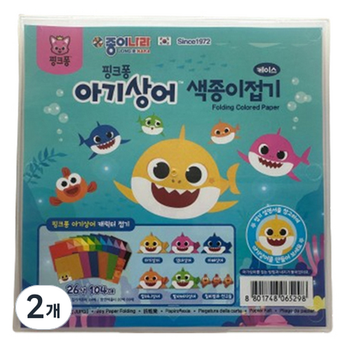 종이나라 핑크퐁 접기 색종이 104p + 보관 케이스, 26색, 2개
