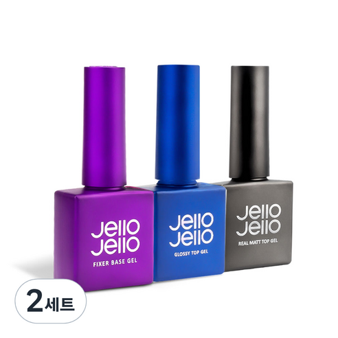젤로젤로 네일 3종 세트, 픽서 베이스젤 + 논와이프 탑젤 + 매트 탑젤, 2세트